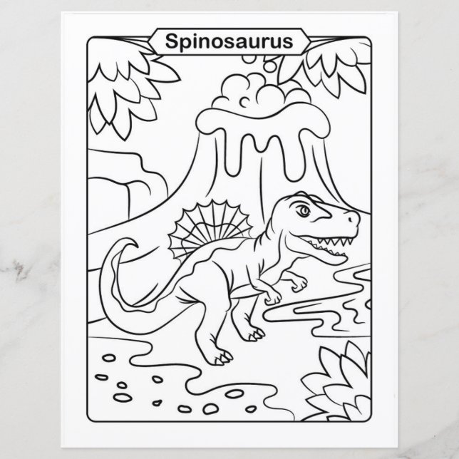 Dinosaur Coloring Page - Spinosaurus (Framsida)
