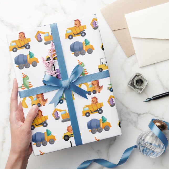 Dinosaur Construction Crew Födelsedagsfest Presentpapper (Gifting)