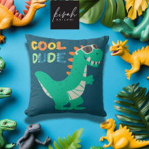 Dinosaur Cool Kille Tecknad Pojke Barnkammare Deko