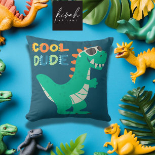 Dinosaur Cool Kille Tecknad Pojke Barnkammare Deko Kudde