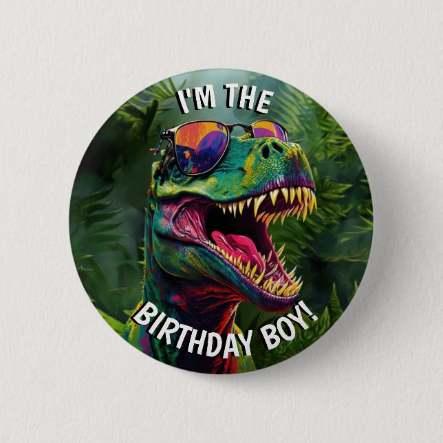 Dinosaur Coola BIRTHDAY Boy Knapp (Framsida)