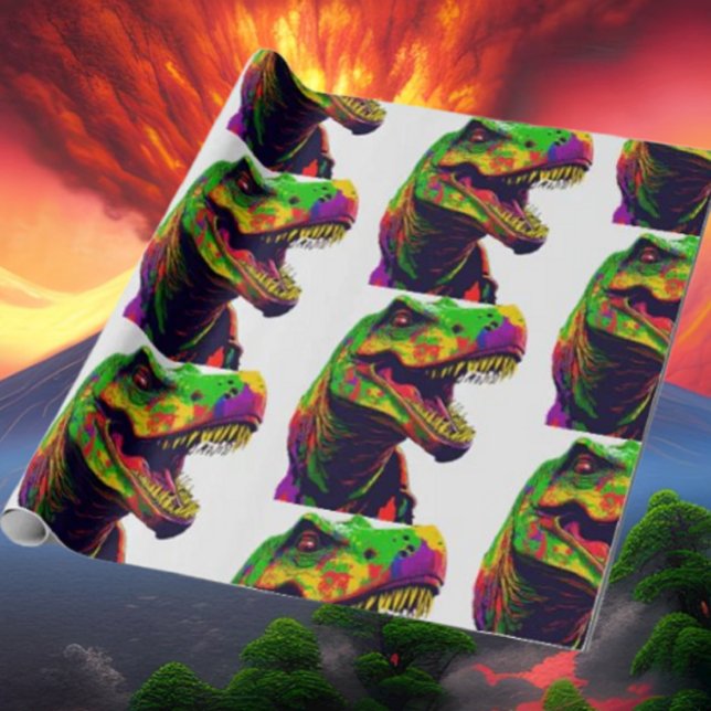 Dinosaur Coola Gult Grattis på födelsedagen Presentpapper (Bring your dream party to life with our selection of quality Dinosaur themed party supplies)