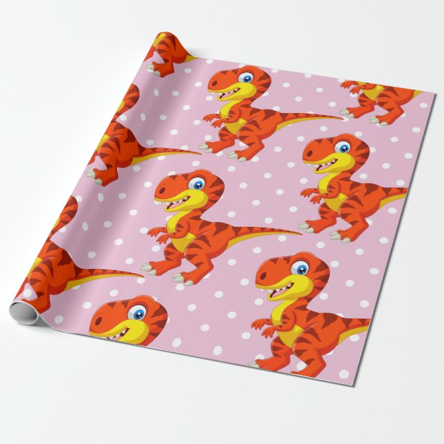 Dinosaur Coola T Rex Girl Presentpapper (Utrullad)