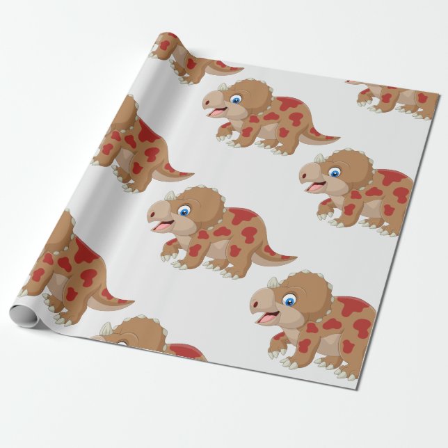 Dinosaur Coola Triceratops Kids Presentpapper (Utrullad)