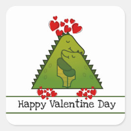 Dinosaur Couple Valentine Sticker Fyrkantigt Klistermärke