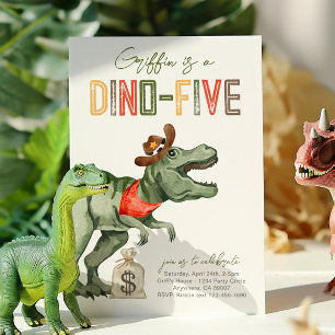Dinosaur Cowboy 5:e födelsedagsinbjudan Inbjudningar