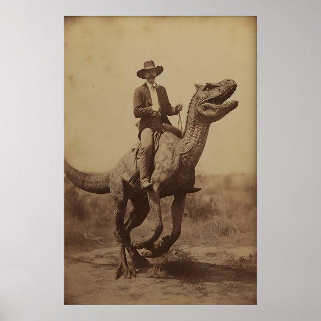 Dinosaur Cowboy, Vintage fotografering, Konstaffis Poster (Framsidan)