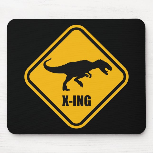 Dinosaur Crossing Street Sign T Rex Musmatta (Framsidan)