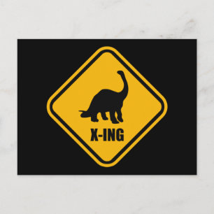 Dinosaur Crossing Street-tecken Vykort