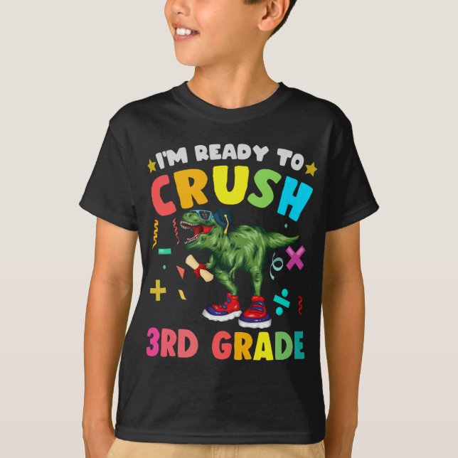 Dinosaur Crush 3rd Klass Dino First Day Boys Trex T Shirt (Framsida)