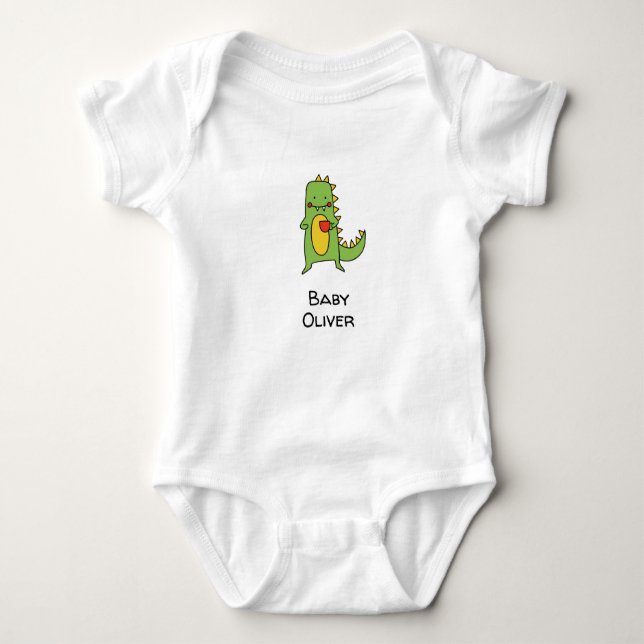 dinosaur customised baby boy baby grow t shirt (Framsida)