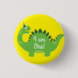 Dinosaur Cute 1st Birthday Button Pin Knapp
