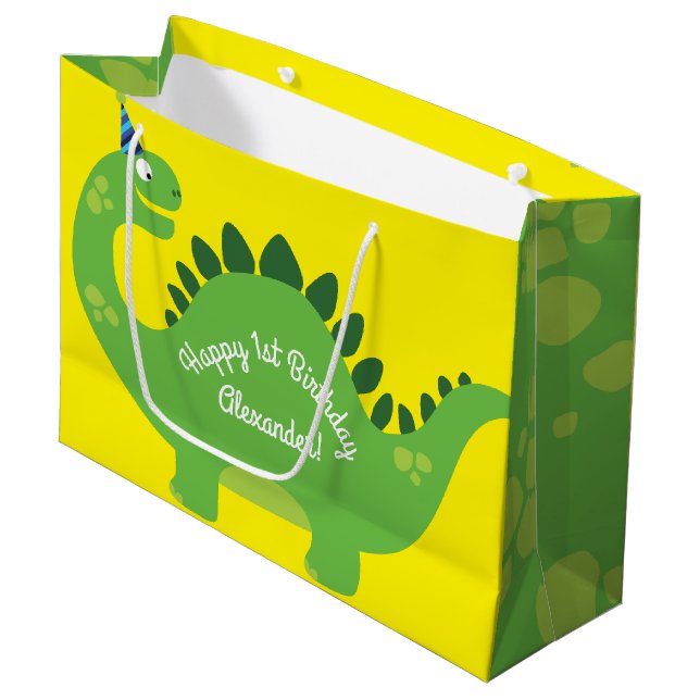 Dinosaur Cute 1st Birthday Gift Bag (Framsidan Vinklad)