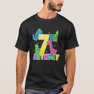 Dinosaur Cute 7:e Lycklig sjunde födelsedag Sju år T Shirt