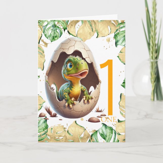 Dinosaur Cute baby jungle Card Kort (Framsida)