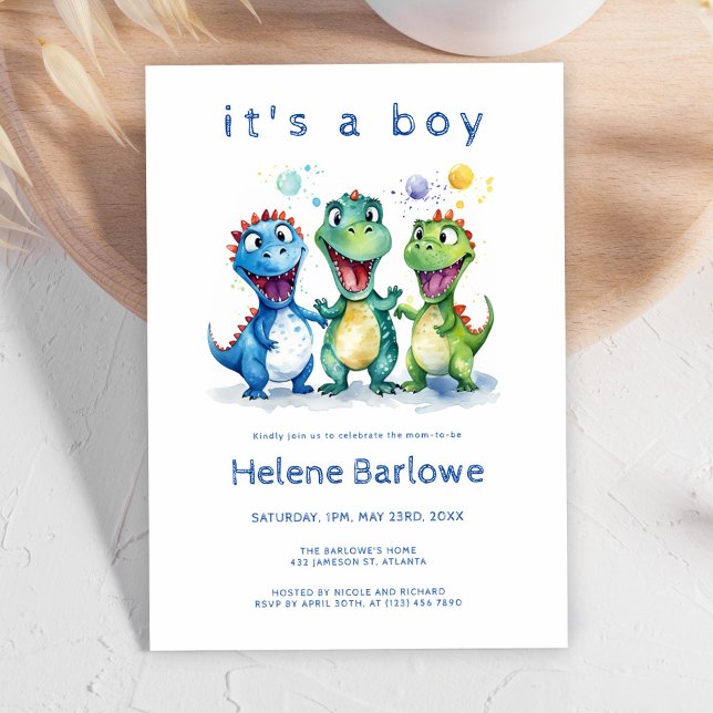 Dinosaur Cute Baby Shower Inbjudningar (Dinosaur Cute Baby Shower Invitation)