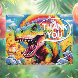 Dinosaur Cute Birthday Party Vykort