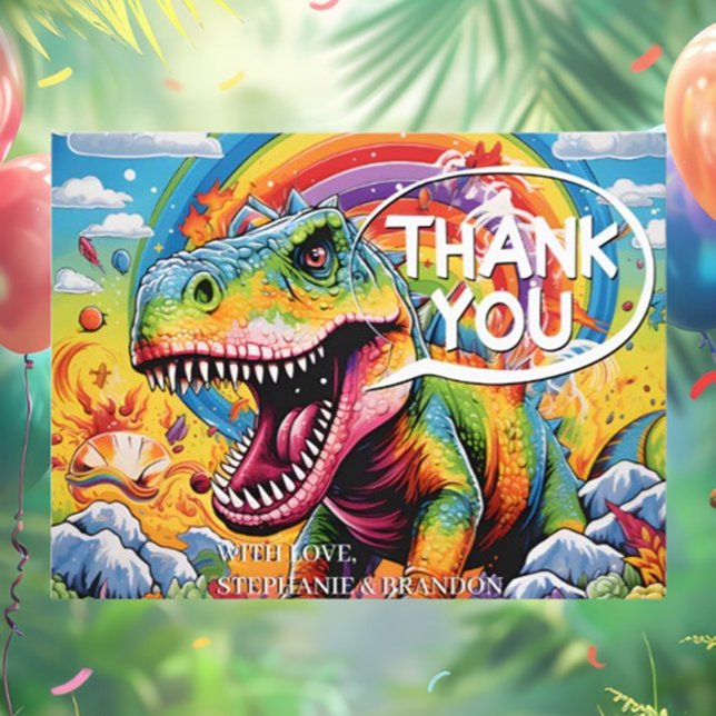 Dinosaur Cute Birthday Party Vykort (Adorable Dinosaur Birthday Party Postcard Design Ideas)