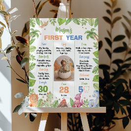 Dinosaur Cute Boy 1:a födelsedag Party Poster