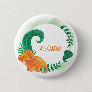 Dinosaur Cute Bright Orange Triceratops Knapp