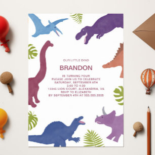 Dinosaur Cute Dino Kid-Födelsedagsfest Inbjudningar