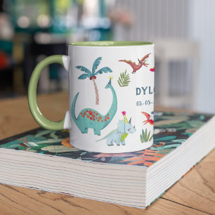Dinosaur Cute Dino-pojken Namn Mugg