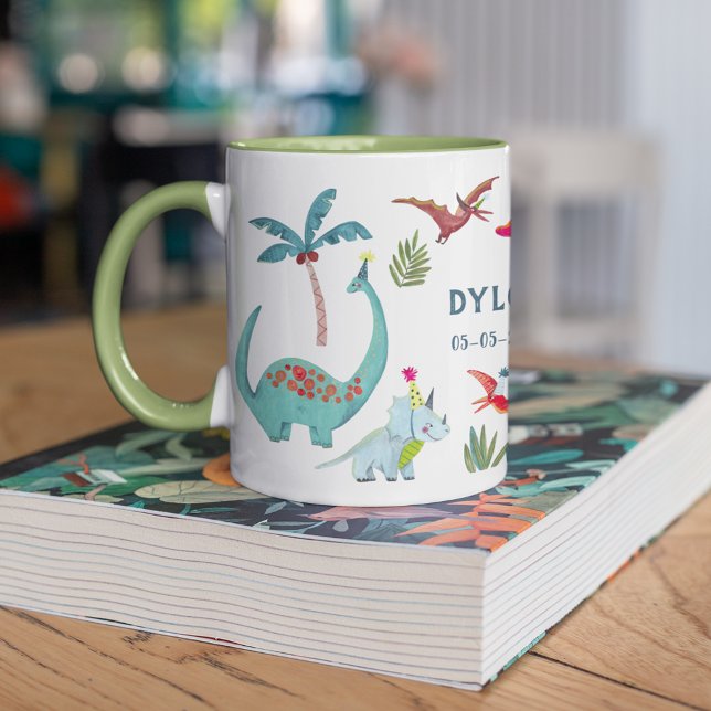 Dinosaur Cute Dino-pojken Namn Mugg (Skapare uppladdad)