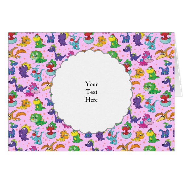 Dinosaur Cuteness Kawaii Extravaganza Hälsningskort (Framsidan Horizontal)