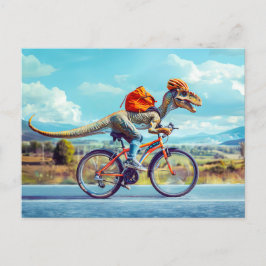 Dinosaur-cykling genom landsbygden helg vykort