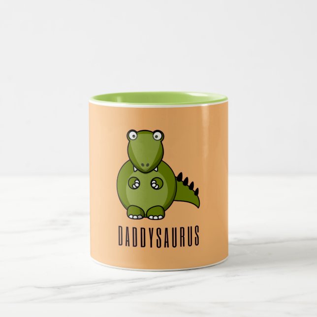 Dinosaur Daddysaurus Pappa Fars dag Family Gift Två-Tonad Mugg (Center)