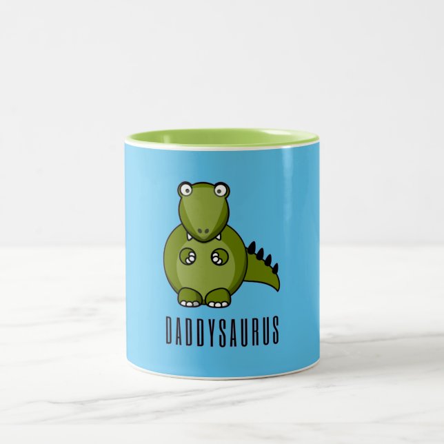 Dinosaur Daddysaurus Pappa Fars dag Family Gift Två-Tonad Mugg (Center)
