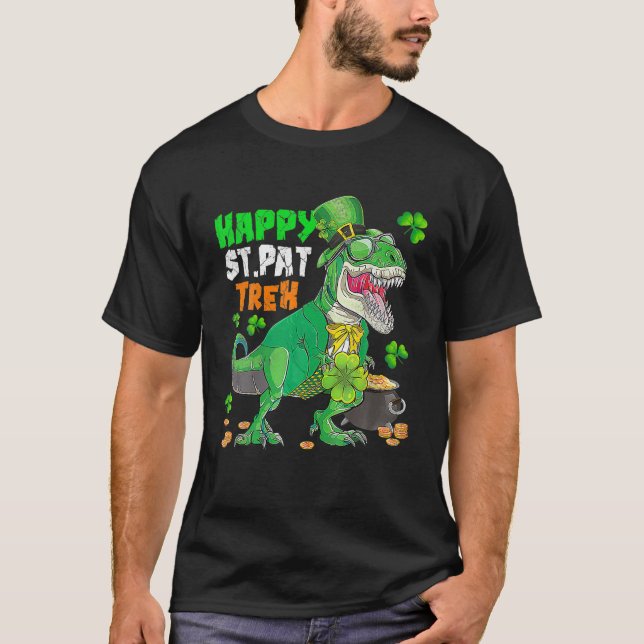 Dinosaur-dagböcker för lycklig St Pat-Trex Saint p T Shirt (Framsida)