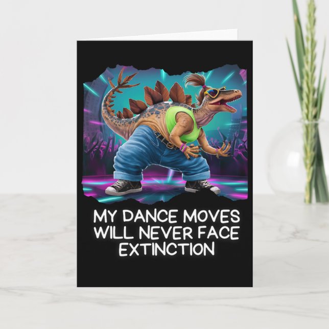 Dinosaur Dance Funny Dancing Dino  Kort (Framsida)