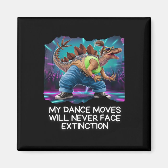 Dinosaur Dance Funny Dancing Dino Magnet (Framsidan)