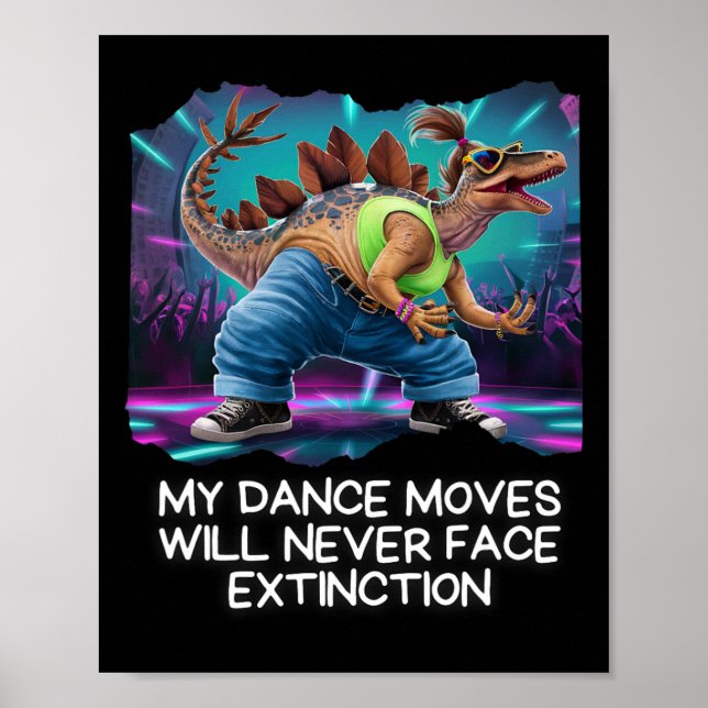 Dinosaur Dance Funny Dancing Dino  Poster (Framsidan)