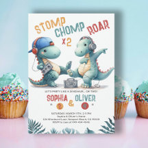 Dinosaur Dance Party Funny Joint Syskon Birthday