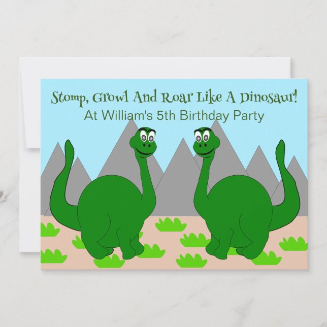 Dinosaur Design Barnkalas Inbjudningar (Framsida)