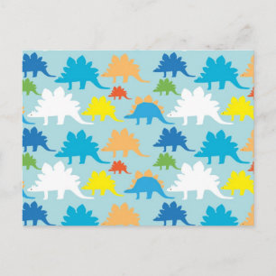 Dinosaur Designer Blue Orange Gult Red Dinosaurs Vykort
