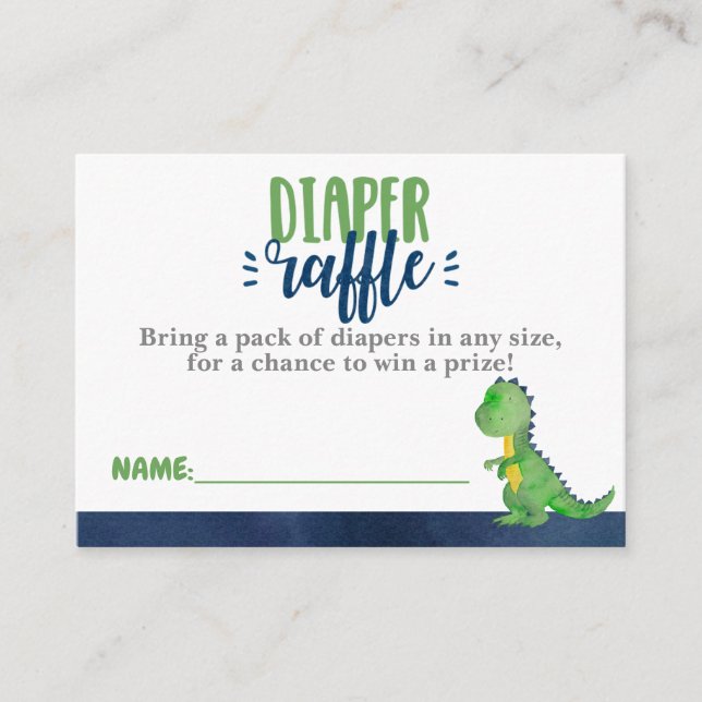 Dinosaur Diaper Raffle Biljett bjudande in Tilläggskort (Framsida)