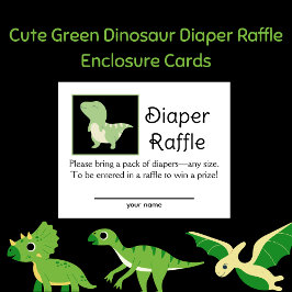 Dinosaur Diaper Raffle-hölje för Grönt Inbjudningar
