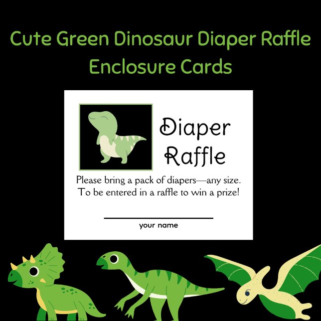 Dinosaur Diaper Raffle-hölje för Grönt Inbjudningar (Skapare uppladdad)