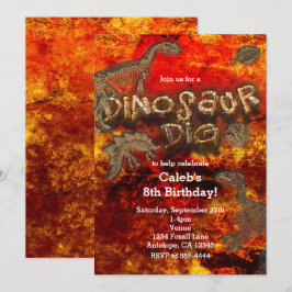 Dinosaur Digs Red Rock Fossil Födelsedagsinbjudnin Inbjudningar