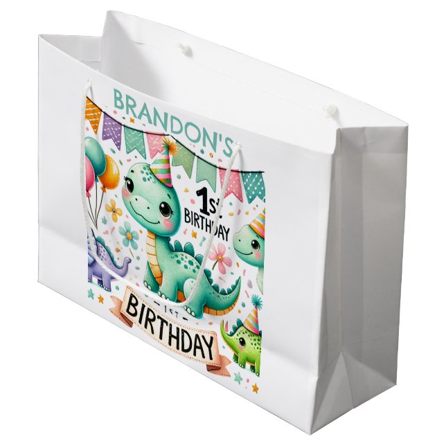 Dinosaur Dino 1:a födelsedagen Party (Framsidan Vinklad)