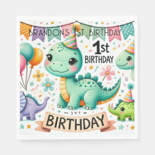 Dinosaur Dino 1:a födelsedagen Party Pappersservett