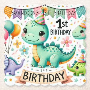 Dinosaur Dino 1:a födelsedagen Party Underlägg Papper