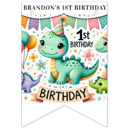 Dinosaur Dino 1:a födelsedagen Party Vimplar