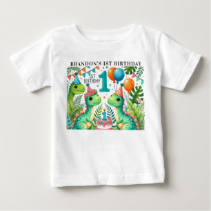 Dinosaur Dino 1-års födelsedagsfest T Shirt