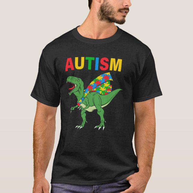 Dinosaur Dino Autism Child Awareness Choose Kindne T Shirt (Framsida)