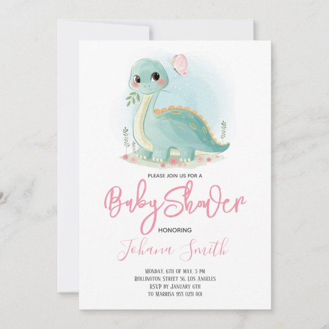Dinosaur Dino Baby Shower-inbjudan Inbjudningar (Framsida)