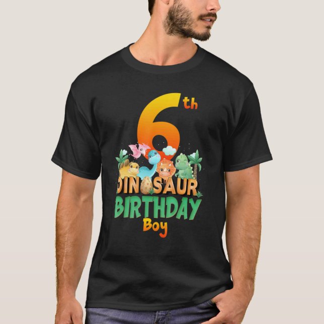 Dinosaur Dino Birthday Boy Trex Group Matching Age T Shirt (Framsida)